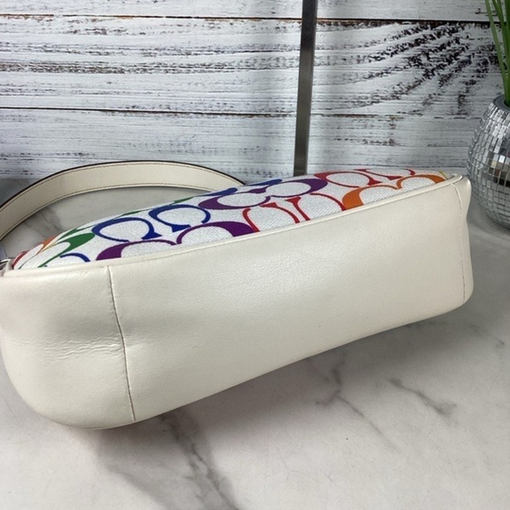 COACH TERI HAND SHOULDER SMALL BAG SIGNATURE RAINBOW CANVAS MULTI SUMMER PURSEβ - Picture 10 of 16